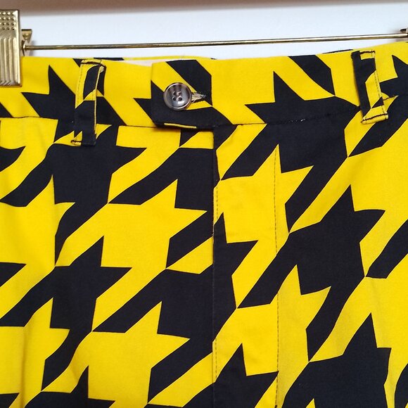 Loudmouth Mens Golf Shorts, 44 x 11, Yellow & Black Houndstooth Print - Picture 2 of 13